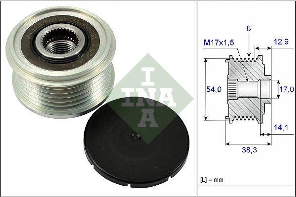 INA 535 0264 10 Freilauf Lichtmaschine OE 1608066080 kompatibel mit C-Elysee, C3, C4, C5, DS3, DS4, 2008, 208, 301, 308, 508, Partner, Proace