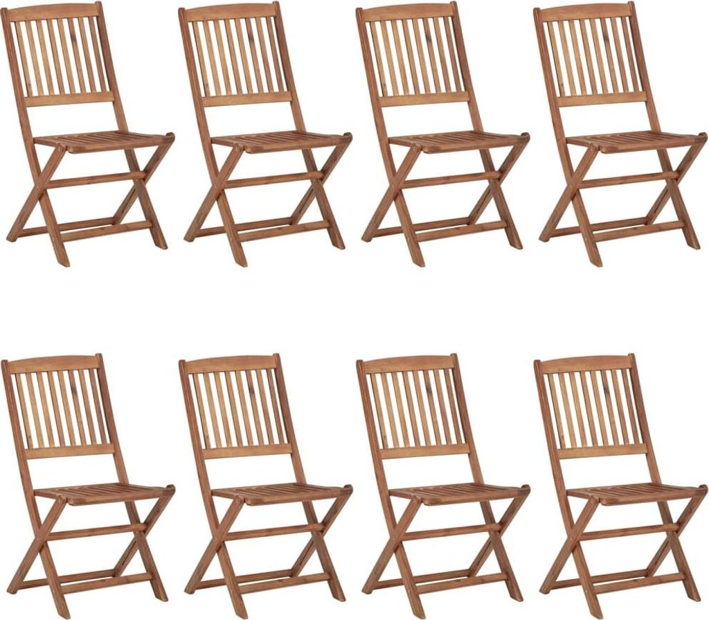 vidaXL Klappbare Gartenstühle 8 Stk. mit Kissen Massivholz Akazie