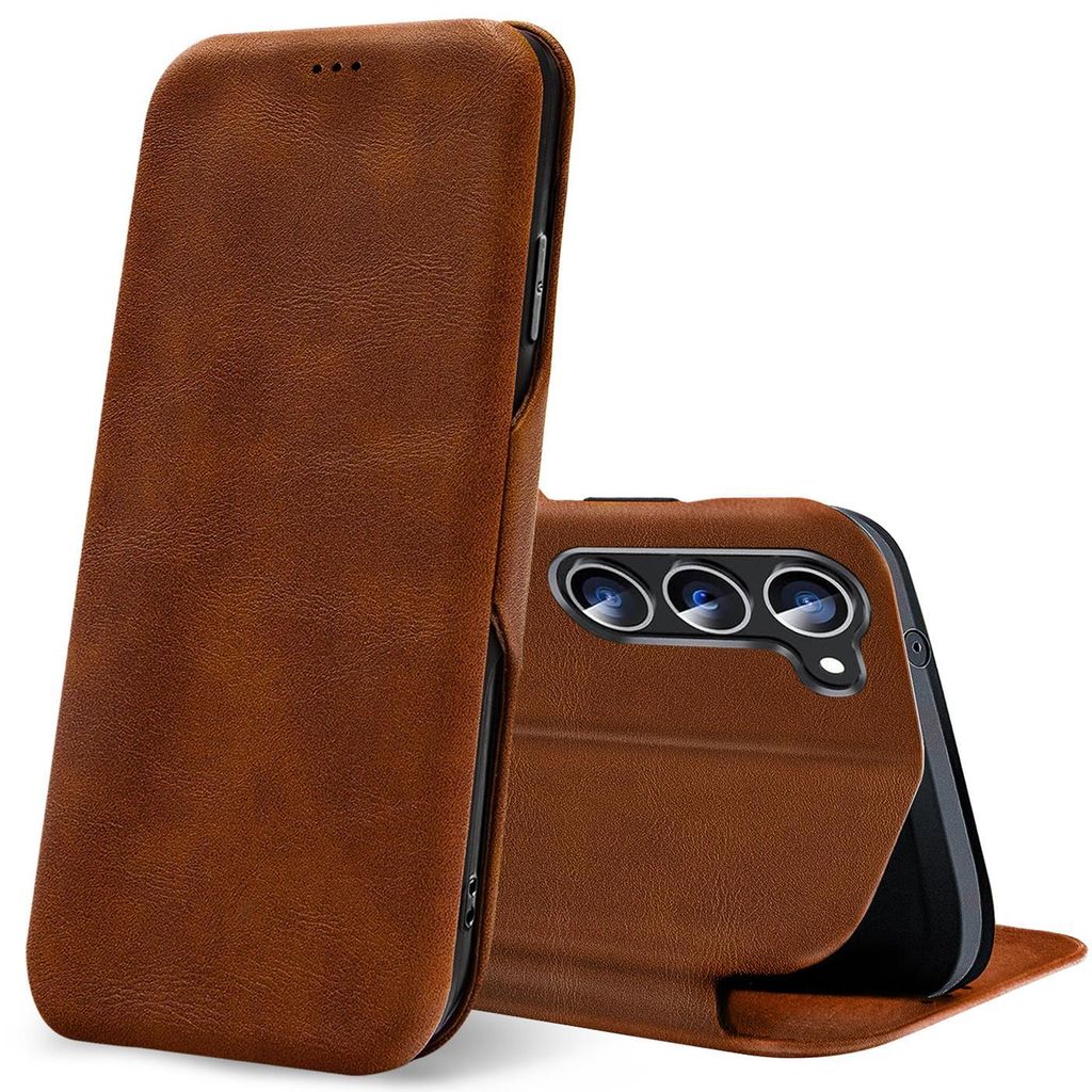 Conie Retro Klapp Tasche für Samsung Galaxy S25 Plus Kartenfach Hülle Rundumschutz in Braun