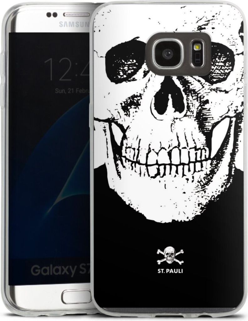DeinDesign Slim Hülle für Samsung Galaxy S7 Edge Silikon Case Ultra Dünn Handyhülle FC St. Pauli Offizielles Lizenzprodukt Totenkopf