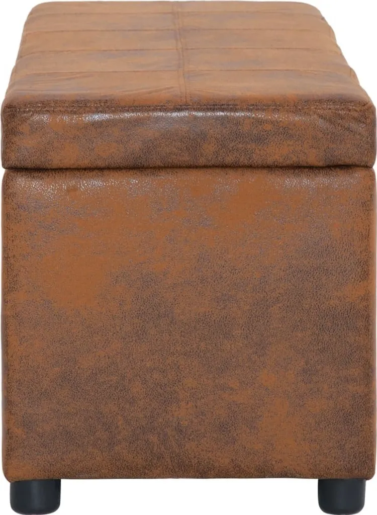 Banc de rangement 116 cm brun aspect daim pour optimiser votre espace - 3