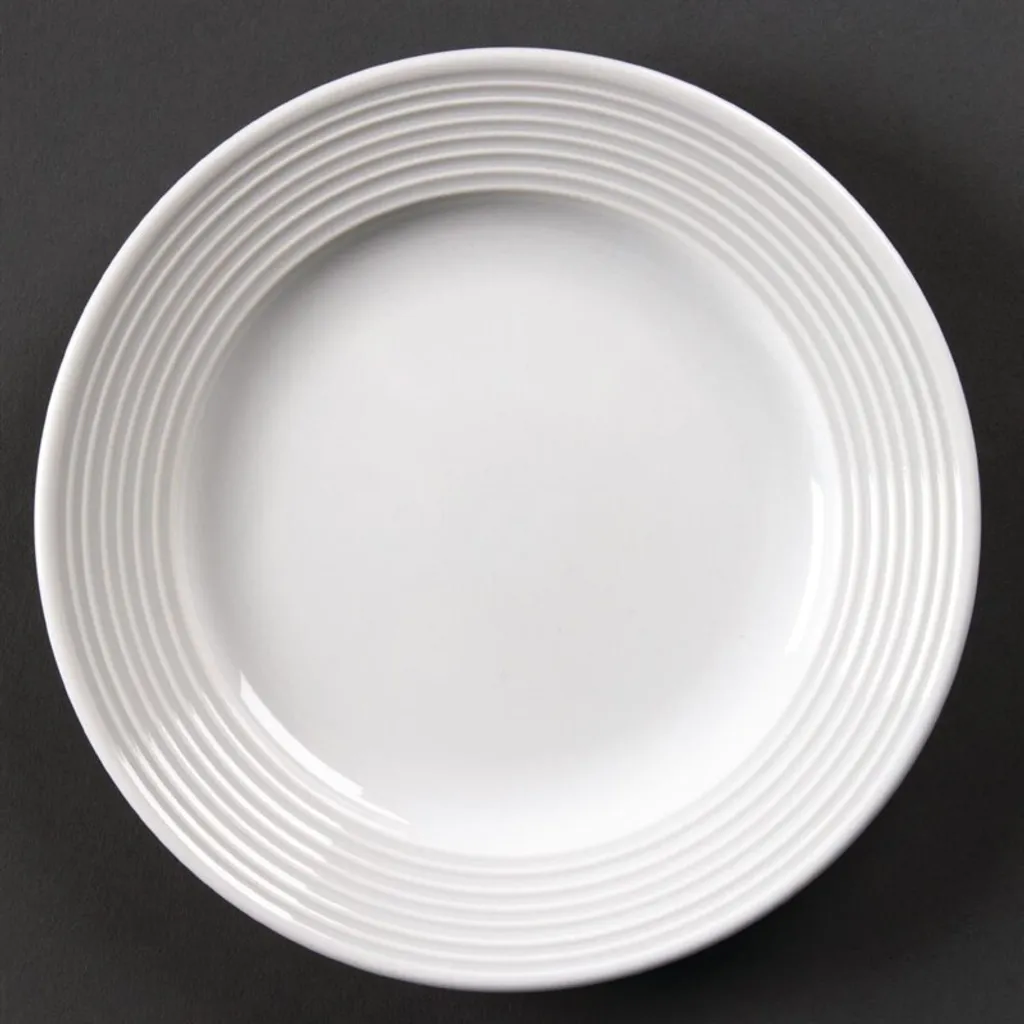 Set 12 Piatti 15cm Olympia Linear: Design Moderno con Bordo Largo Bianco