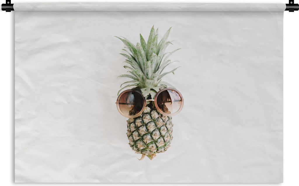 MuchoWow Wandteppich Wandbehang Ananas - Sonnenbrille - Tropisch 90x60 cm Tapisserie Dekoration Wandtuch - Wandskulpturen - Bildteppich