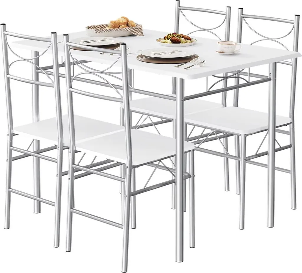Table de salle à manger structure acier robuste avec 4 chaises noires