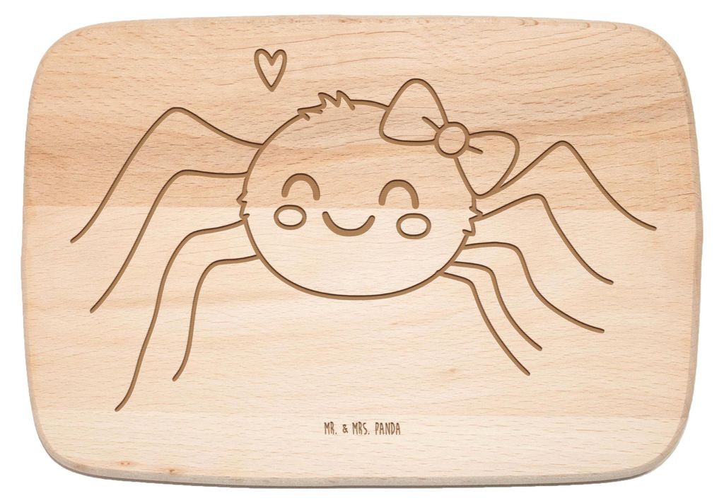 Mr. & Mrs. Panda Holz Servierbrett Spinne Agathe Freude - Transparent - Geschenk, Viraler Hit, Frühstücksbrettchen, Trend, Holzbrett, schneidebre...