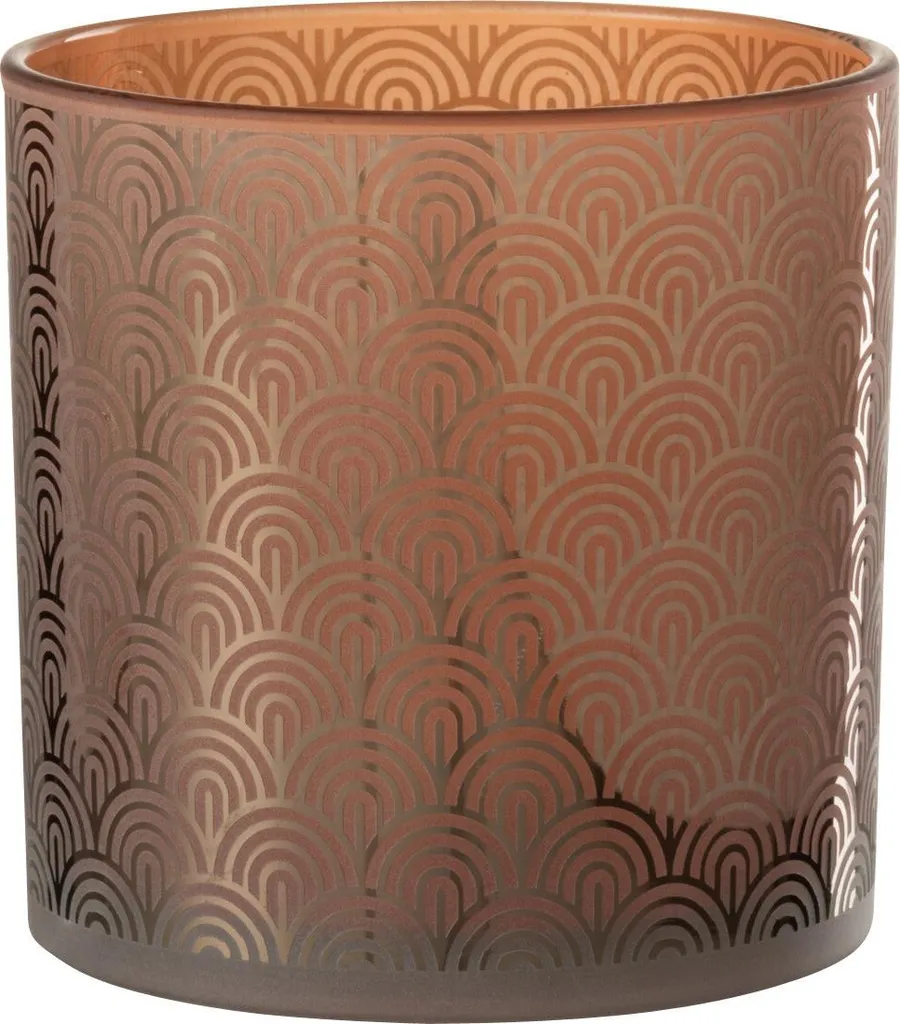 Grand Photophore Design en Verre Orange Arc J-Line - Objet de Déco Chic