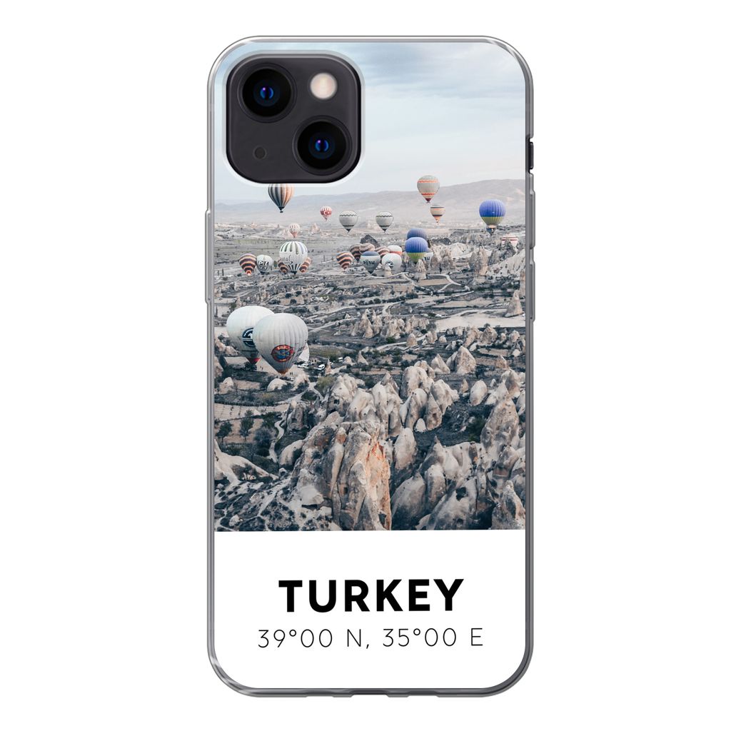 MuchoWow Handyhülle Schutzhülle Hülle für iPhone 13 mini Türkei - Felsen - Luftballons Silikon Softcase Handy Hülle - Softcase