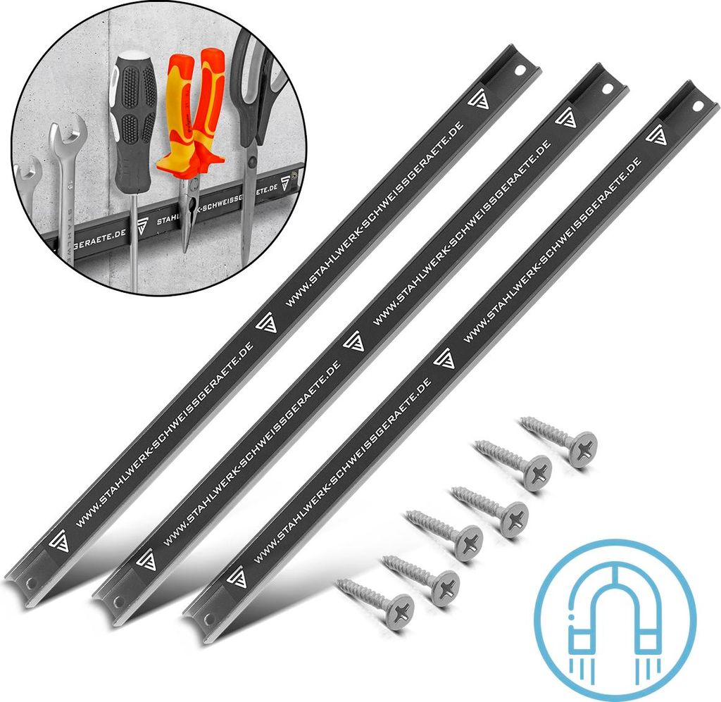 STAHLWERK Magnetleiste MWZ-18 ST 3er Set 18" 45 cm Werkzeugleiste Magnetschiene