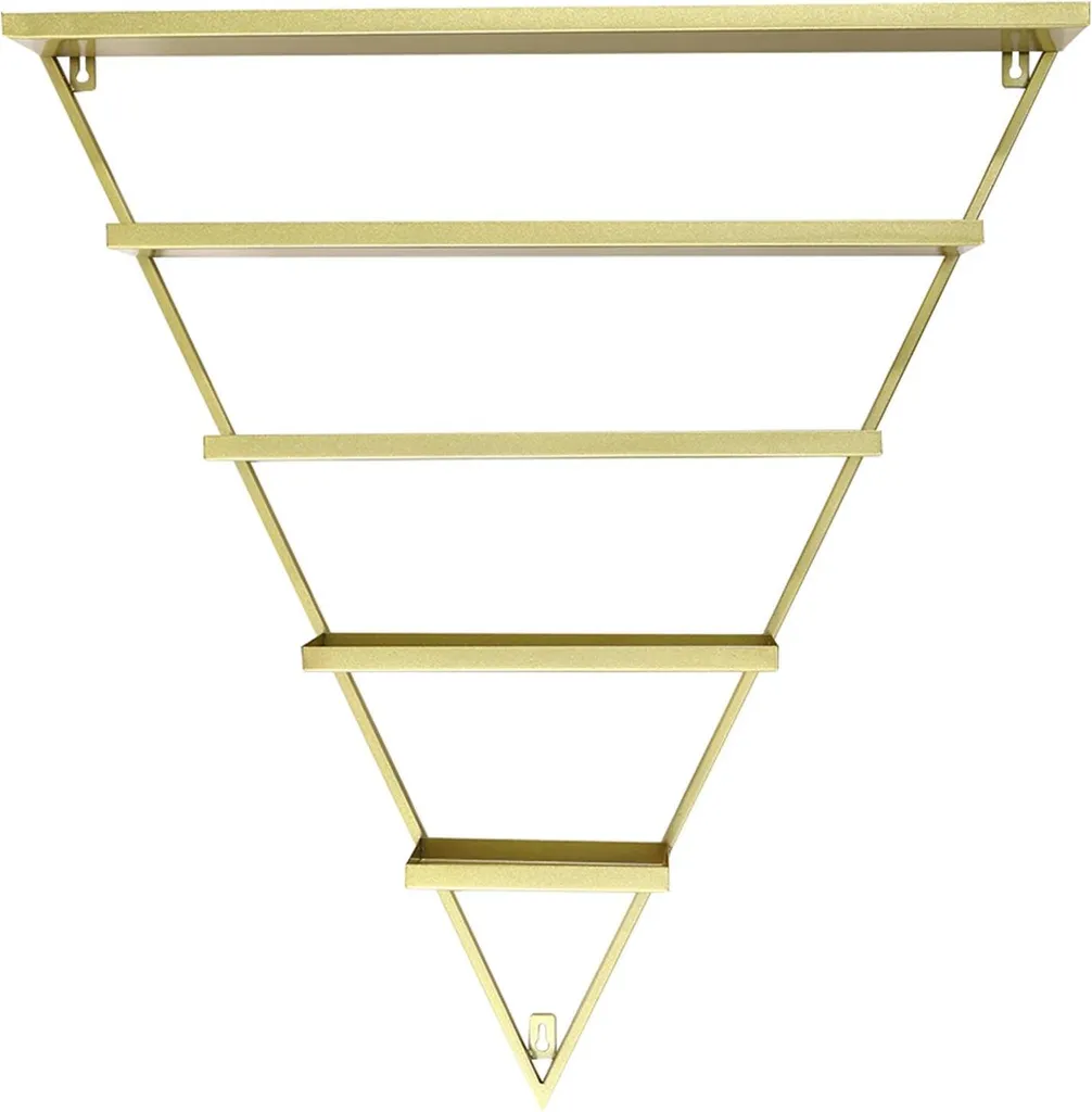 Étagère vernis à ongles triangulaire or lot de 10 avec barres de maintien