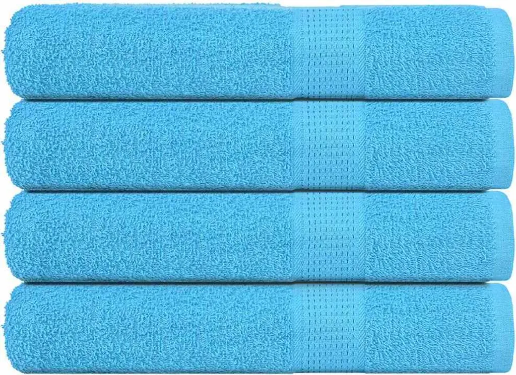 Set 4 Asciugamani Cotone FROGN 100x200 cm Turchese - Risparmio e Qualità