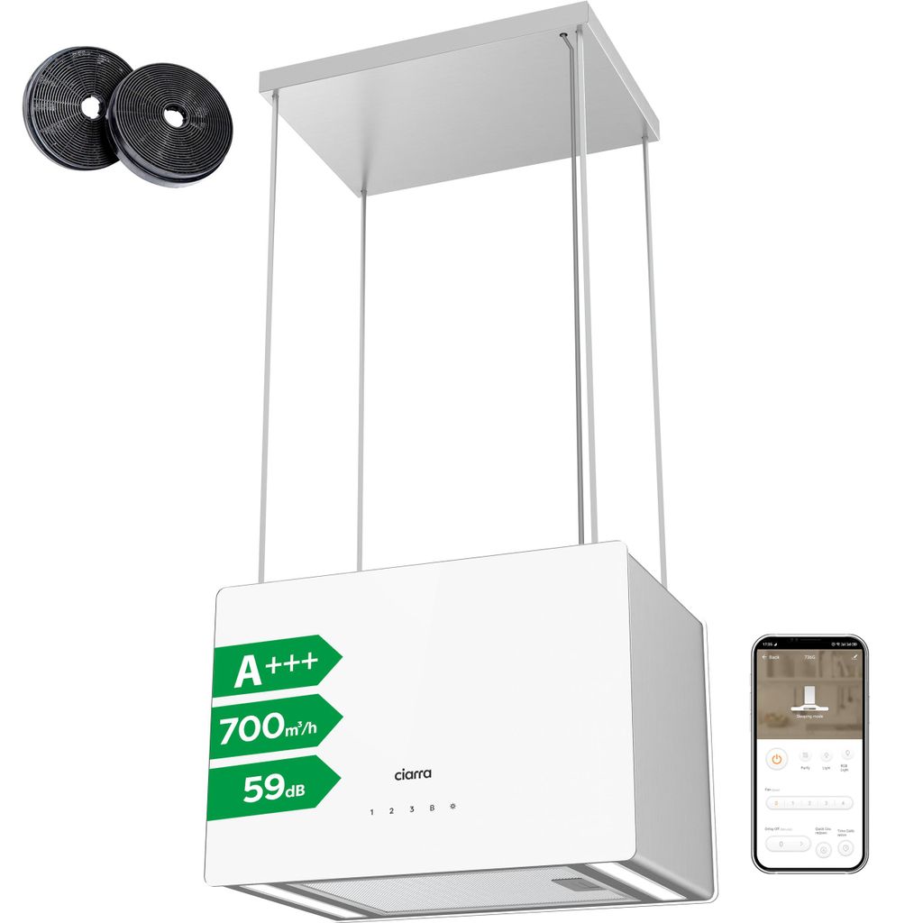 CIARRA Inselhaube  700 m³/h Freihängend Dunstabzugshaube Produktbild 