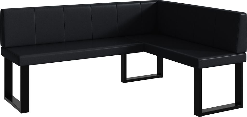 MEBLINI Eckbank für Esszimmer - Küchenbank - Essecke - Sitzecke Küche - PETER - U-Beine 128x168x87cm Rechts - Schwarz Kunstleder