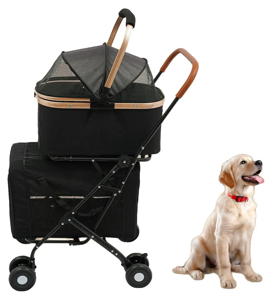 Cage de transport double pour animaux pliante et légère noir - Modèle L2