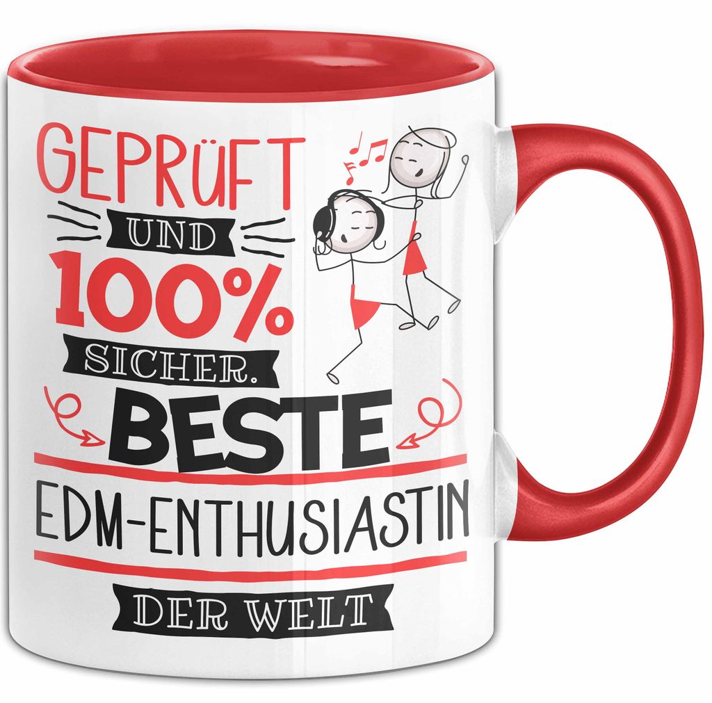 Beste EDM-Enthusiastin Der Welt Tasse Geschenk für Eine EDM-Enthusiastin Und Sicher Geschenkidee Geburtstag Weihnachten (Rot)
