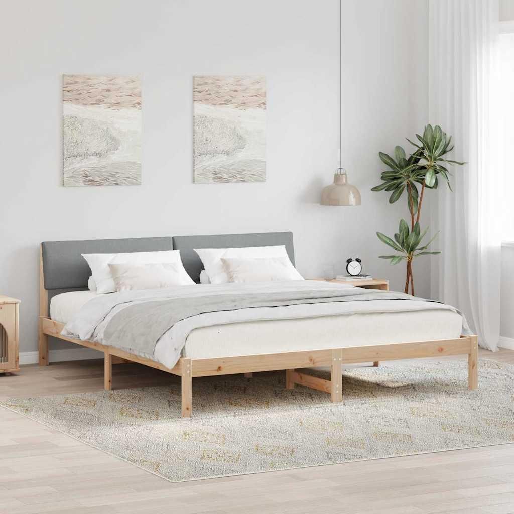 BEI CLORIS Doppelbett/Jugendbett, Bettgestell Braun und hellgrau 180 x 200cm Massivholz Kiefer - Klassische Betten,Bettrahmen 2026Neu7615763