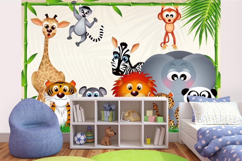Vlies Fototapete ZOO TIERE 375 x 250 cm (inkl. Kleister) - Vlies Tapete, Wandtapete, Wandbilder - Tapete für Wohnzimmer Schlafzimmer, Büro, Küch...
