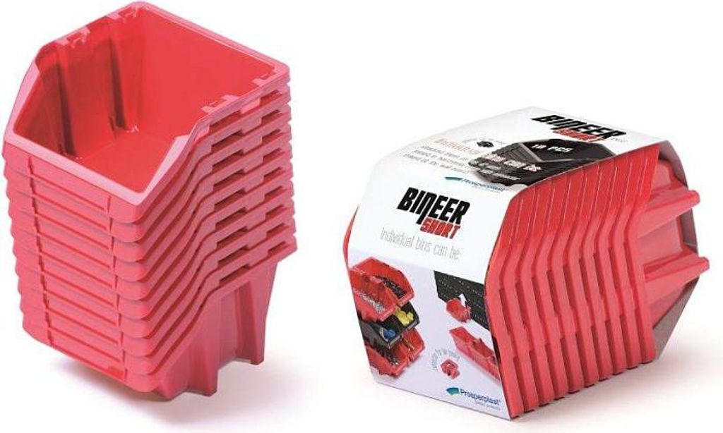 Werkzeugschale kurz mit Wandhalterung Set (10 Stück + 32 Konnektoren) Rot