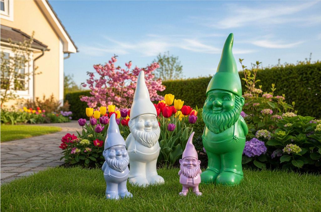 Großer Gartenzwerg einfarbig – Dekofigur aus Magnesia, ca. Produktbild 