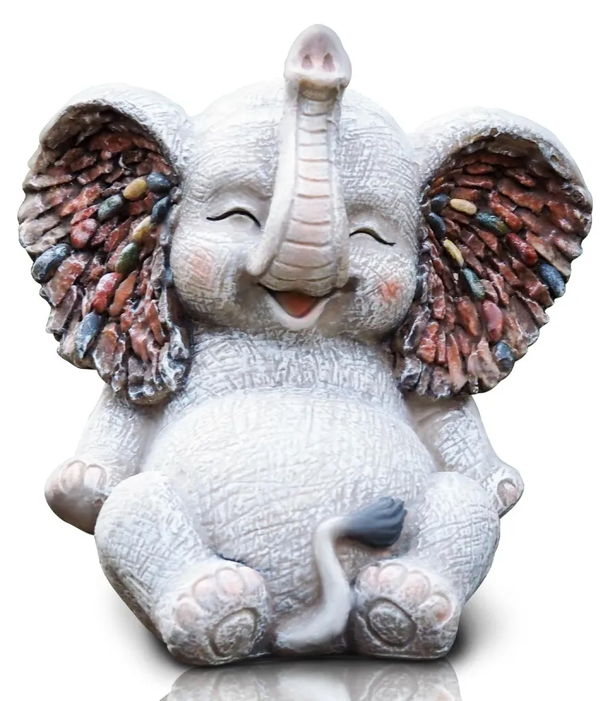 Éléphant Déco Extérieur Résistant aux UV, Statue de Jardin en Résine 15cm