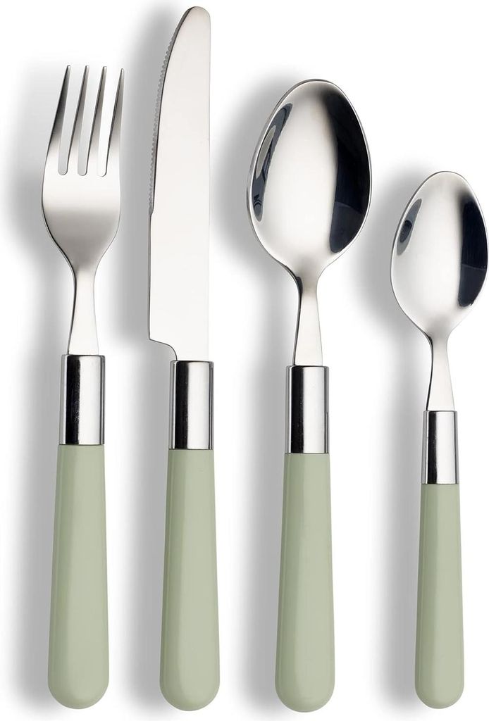 Bestekset mit Kunststoffhandgriffen für den Outdoor-Gebrauch, 16-teilig - 4 Personen, rostfreies Stahl 18/0