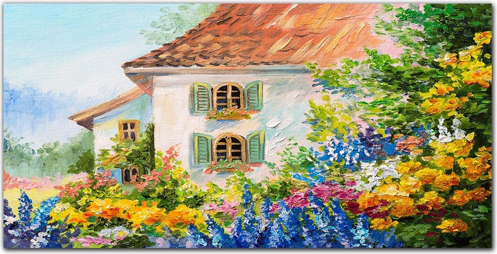 Coloray Küchenrückwand 100x50 Spritzschutz aus Glas - Das Dorf Blumen Haus der Natur