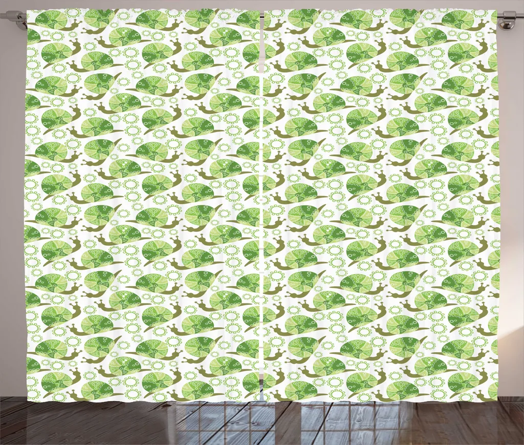 Grand Rideau de Décoration pour Salon Motif Nature Vert Brun 280cm
