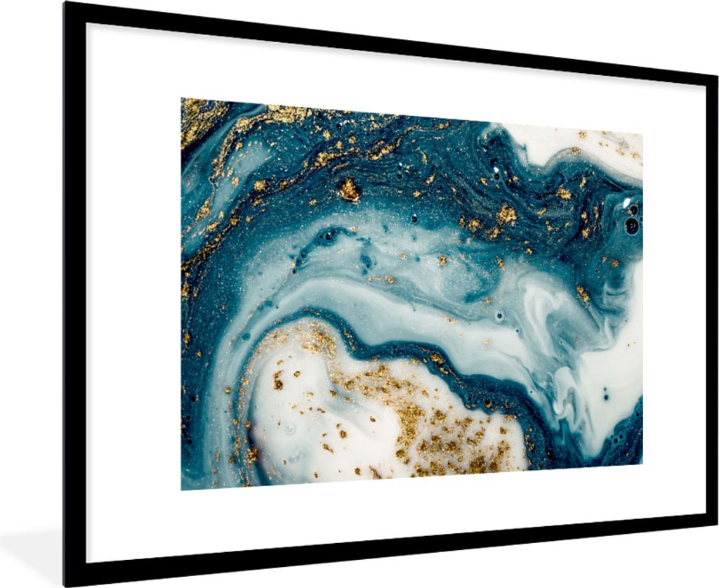MuchoWow MuchoWow Gerahmtes Poster Marmor - Farbe - Glitter - Gold 90x60 cm - Poster mit zchwarzem Bilderrahmen - Wanddekoration - Fotos
