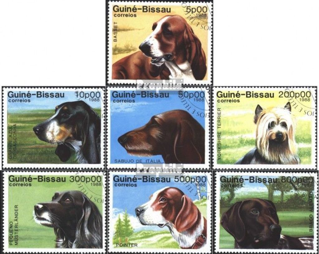 Briefmarken Guinea-Bissau 1988 Mi 959-965 (kompl.Ausg.) gestempelt Rassehunde