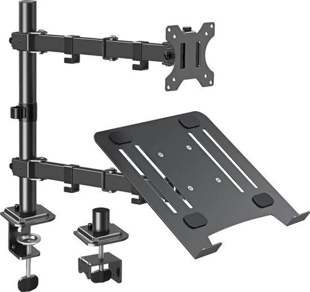 Support Double Poste de Travail pour Laptop et Écran de 13 à 27 Pouces