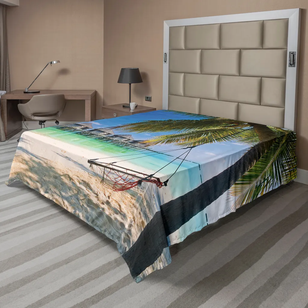 Drap de Dessus pour Lit Double Motif Paradis Tropical 244 cm x 205 cm