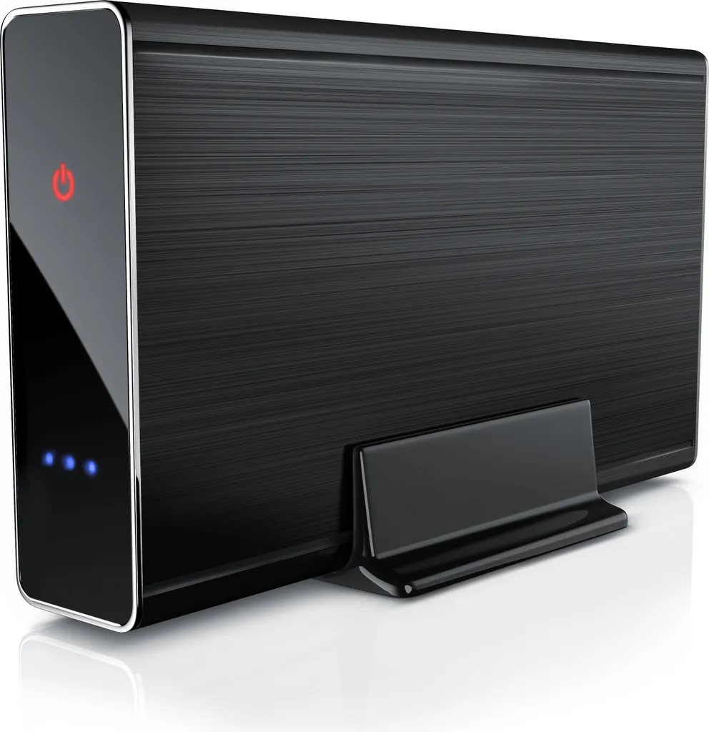Aplic USB 3.0 hard disk enclosure esterna da 3,5 pollici - alluminio spazzolato - per SSD e HDD - SATA - UASP - Super Speed 5 Gbit s - Plug and Play - Hot-Plug - con alimentatore - anodizzato nero