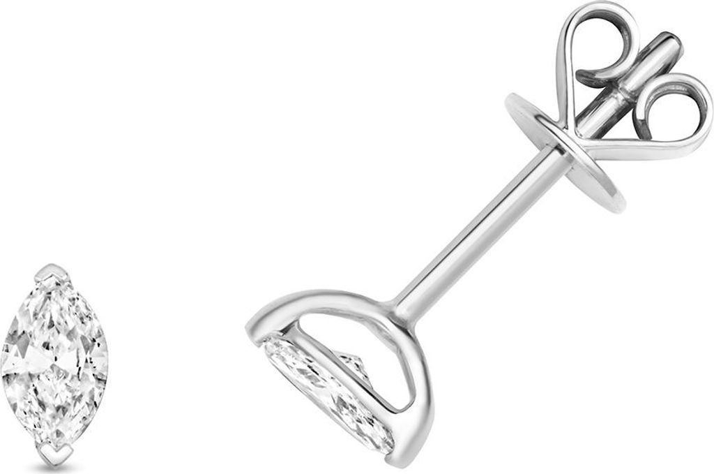 Funkelndes Feuer 18 Karat (750) Weißgold Damen - Diamant Paar Ohrstecker Marquise-Schliff 0.32 Karat; TRS3468518KW