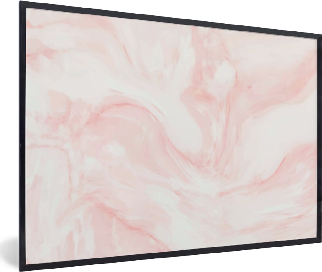 MuchoWow MuchoWow Gerahmtes Poster Marmor - Weiß - Rosa - Pastell 90x60 cm - Poster mit zchwarzem Bilderrahmen - Fotorahmen - Foto-Plakat