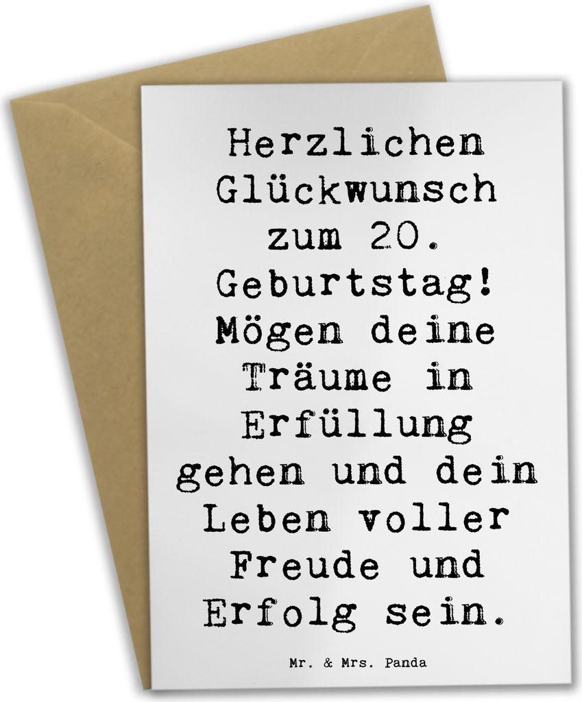 Mr. & Mrs. Panda babykarte Spruch 20. Geburtstag - Weiß - Geschenk, Grußkarten, Alter, unvergesslich, dankeskarten, Überraschungen, osterkarten,...