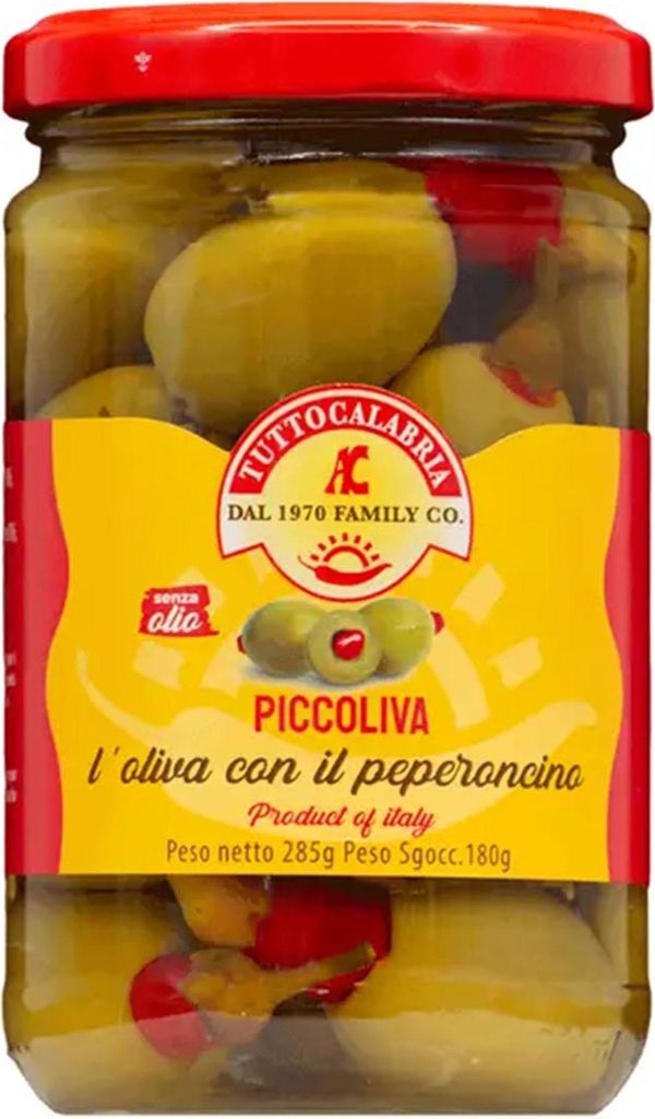 TuttoCalabria Piccoliva – Gefüllte Oliven eine Chilischote in jede Olive scharf!