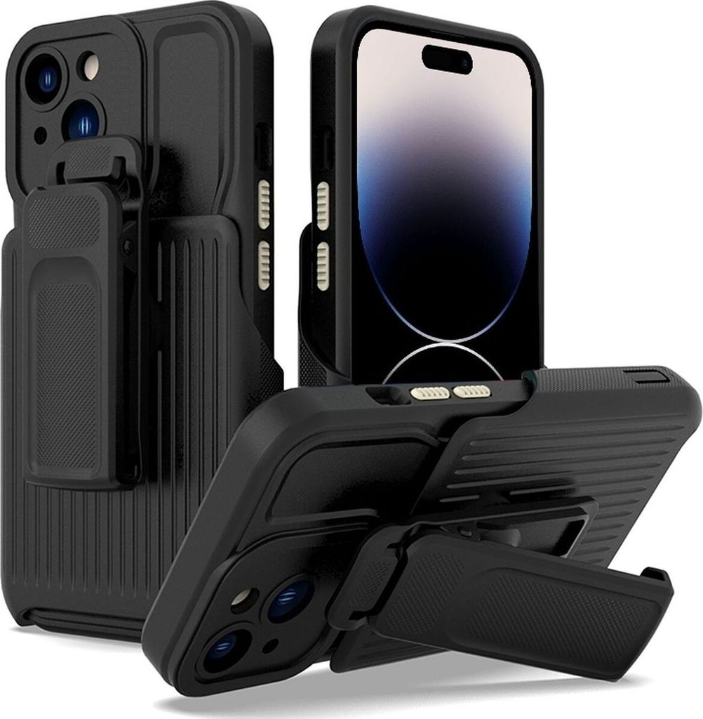 Mobigear Explorer iPhone 14 Pro Hülle Hardcase Backcover Stoßfest mit Ständer - Schwarz