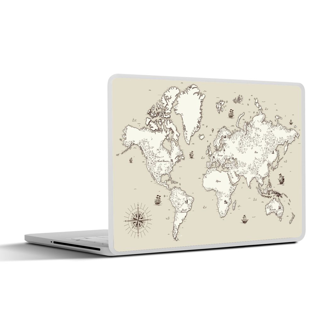 MuchoWow Laptop Aufkleber Sticker Cover Weltkarte - Vintage - Antik 32.5x23.5 cm - Sticker für Laptop - Selbstklebend