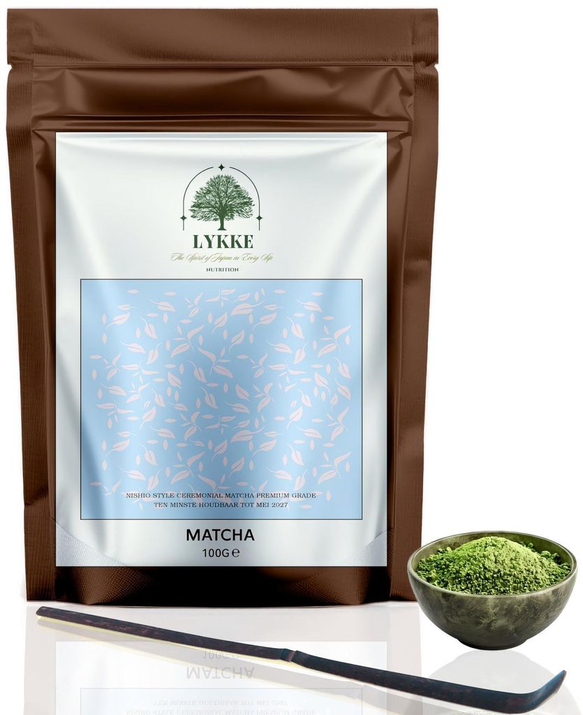 LYKKE Matcha – 100g Zeremonieller Grad A – Matcha-Tee Pulver – Premium Japanischer Matcha | Gratis Chashaku-Löffel | Leicht gesüßt 0% Zuck...