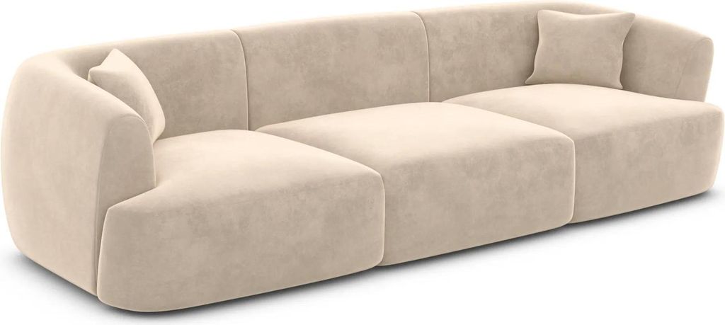 Samtstoff 3-Sitzer Couch Elvira Creme