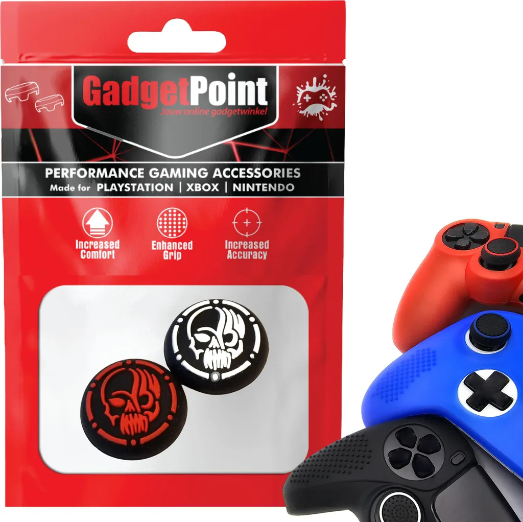 Gommini Analogici Universali PS5 Xbox Switch: Kit Grip Teschio Rosso
