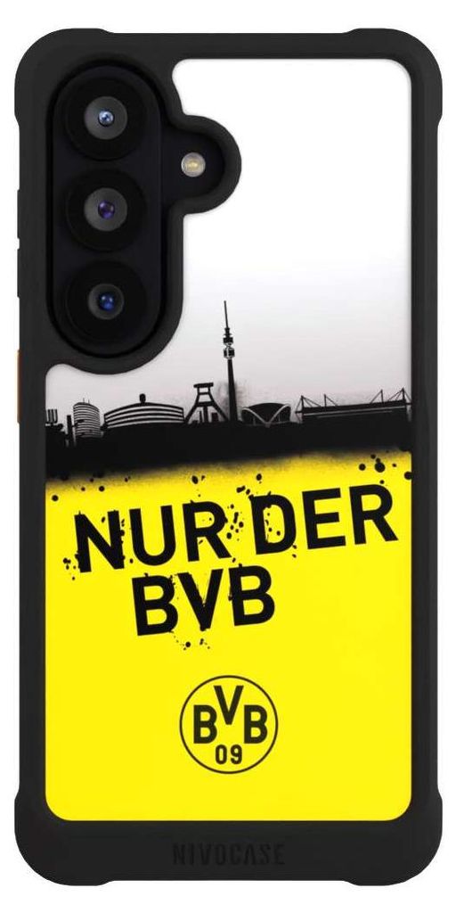 NIVOCASE Hülle für Samsung Galaxy S26 Stoßfeste Handyhülle NIVOmax Case Schwarz BVB Borussia Dortmund Statement