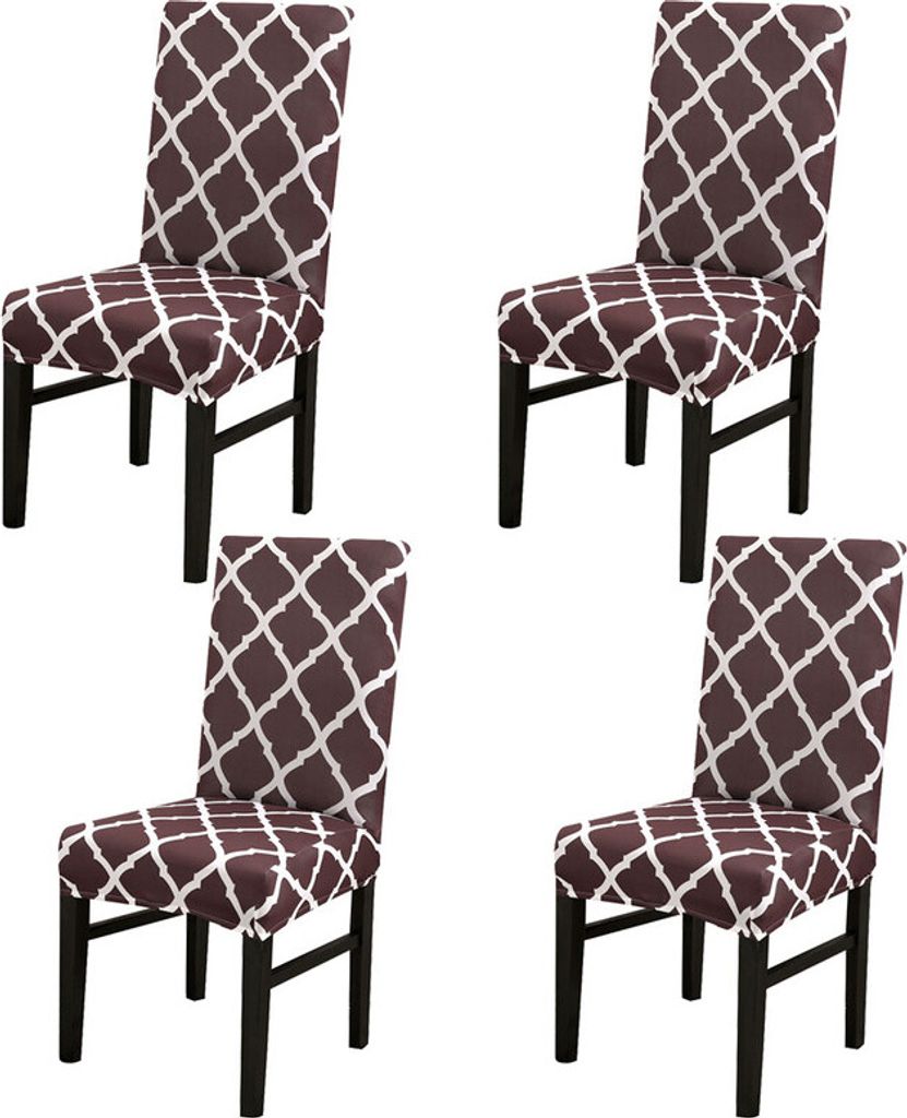 ele ELEOPTION Stuhlhülle, 4er-Pack Esszimmer-Stuhlhülle Stretch-Stuhlhülle Hohe Rückenlehne Stuhlschutzhülle Überzug, Dunkelbraun