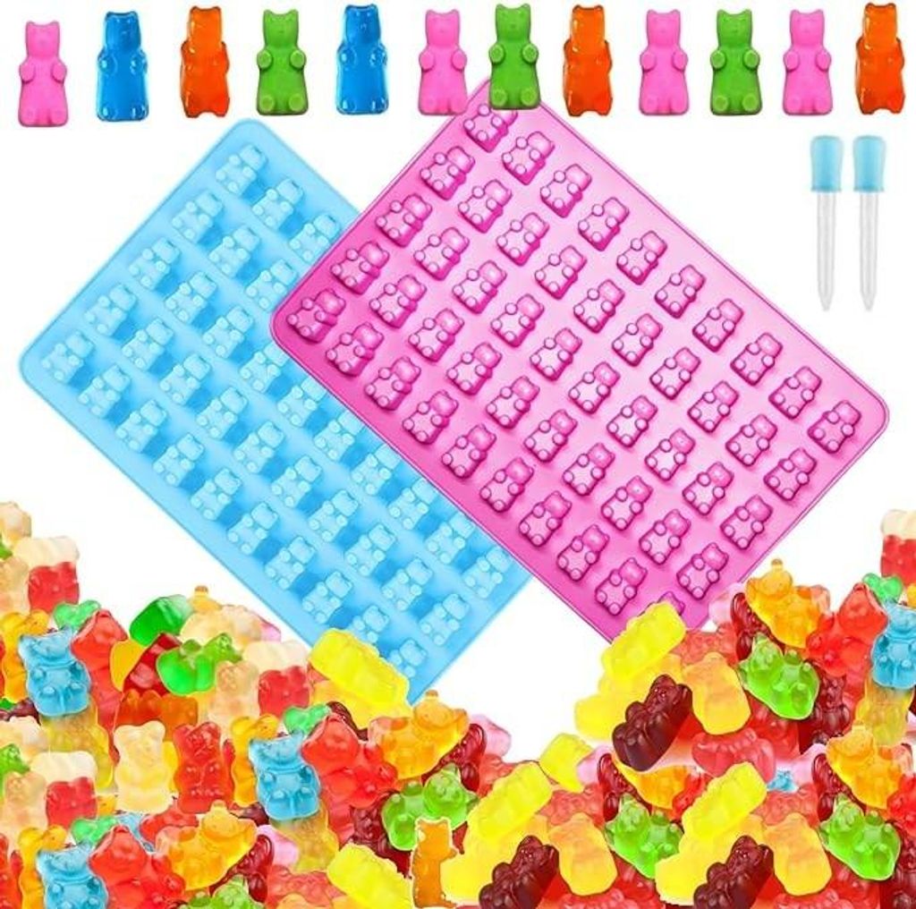 GKA 2 Stück 3D Silikon Silikonform Gummibärchenform für 100 Produktbild 