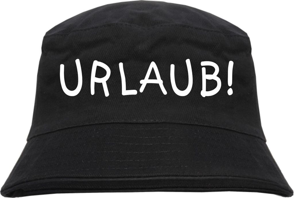 Urlaub! Fischerhut - bedruckt - Bucket Hat Anglerhut Hut S/M Schwarz