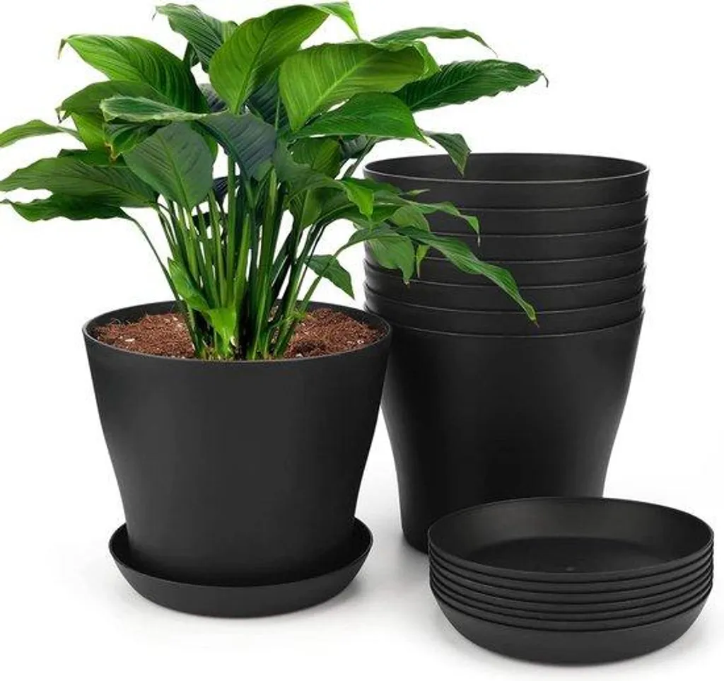 8 Pots de fleurs pour bureau et immeuble - Vases déco 17 cm avec socle