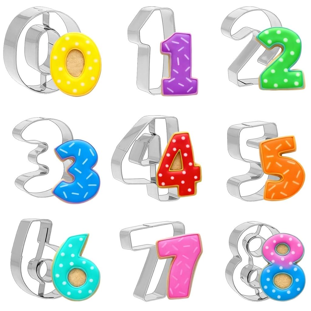 Ausstechformen aus Edelstahl, 9-teiliges Set (0–9) – ca. 8 cm, für Kekse und Fondant | Wendbar für 6 und 9 | Ideal für Kindergeburtstage und...