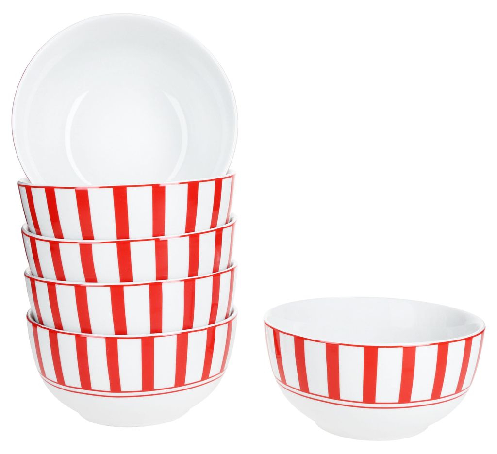 Split czerwone paski 6x miska na płatki Ø14cm 400ml Zdjęcie produktu 