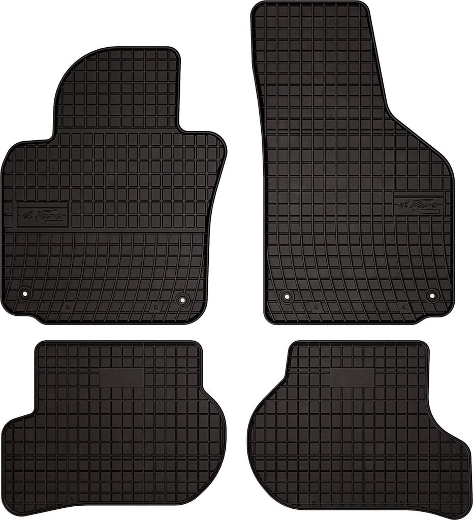 Gummifußmatten passend für Volkswagen Golf VI (Schrägheck, Variante, Kombi, Bj. 2009-2013) – schwarz, passgenau, mit Befestigungen set 4 Stk....