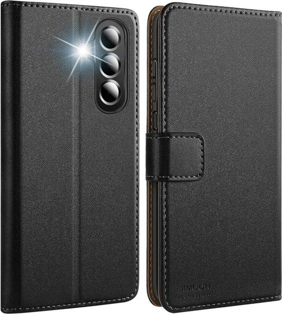 Étui en cuir noir pour smartphone avec porte-cartes idéal pour voyage