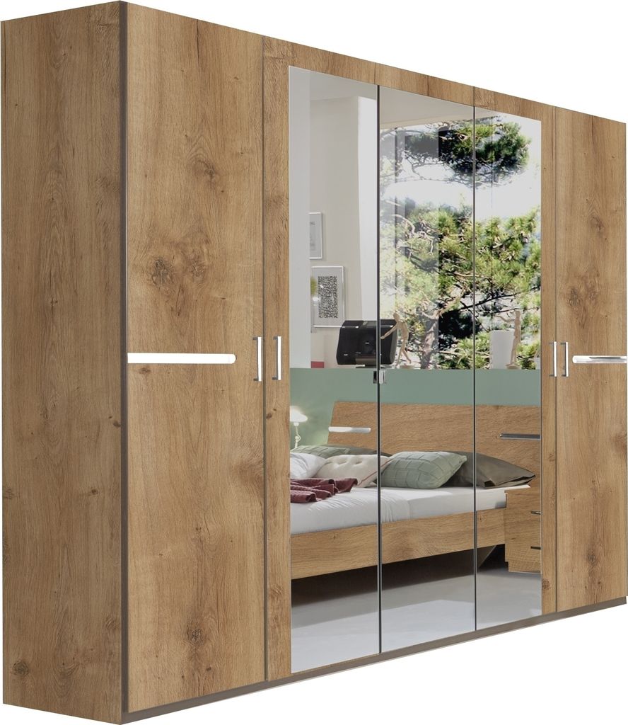 Drehtürenschrank >Anna< in PLANKENEICHE NACHBILDUNG - 225x208x58cm (BxHxT)